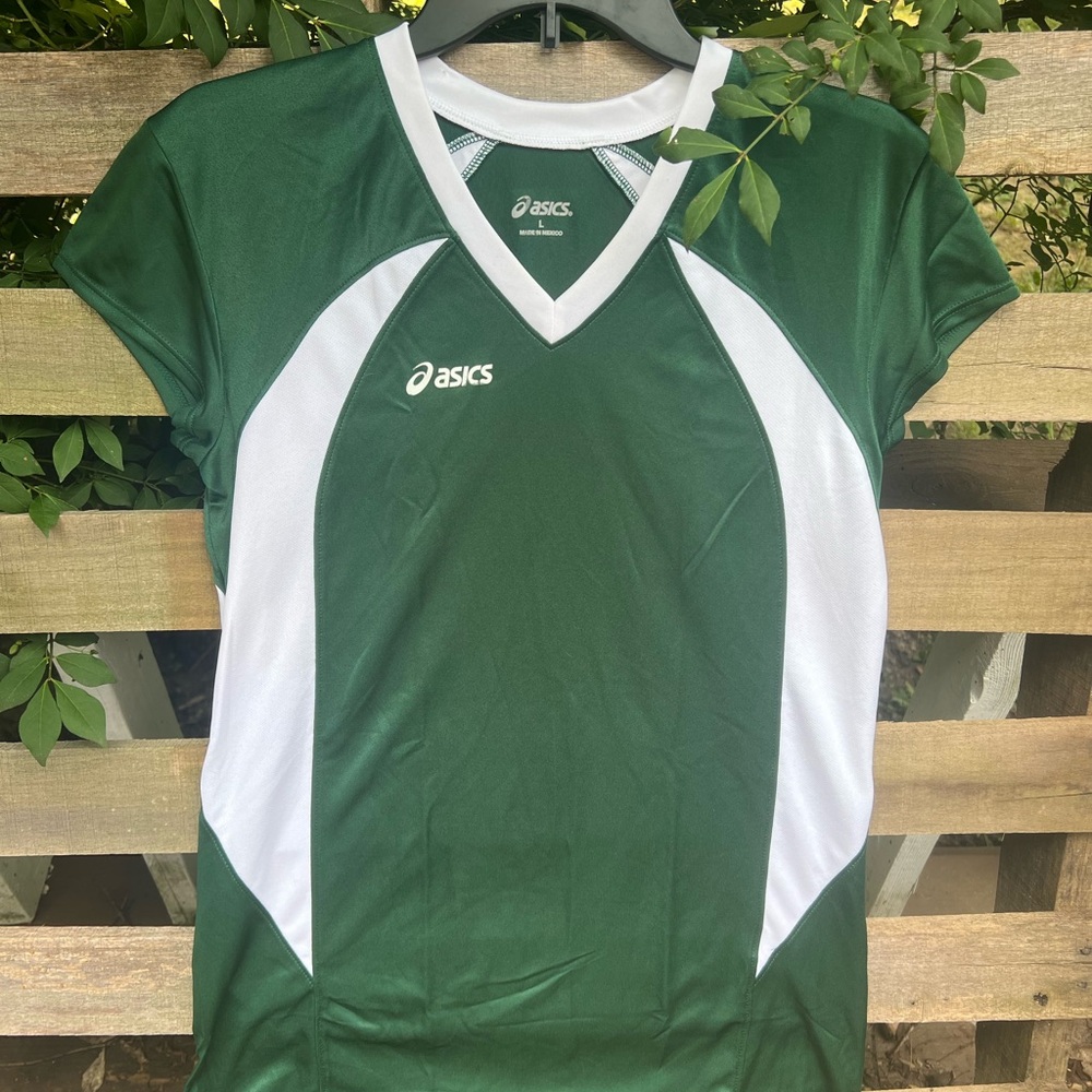 Asics Forest Green and White Sports Top